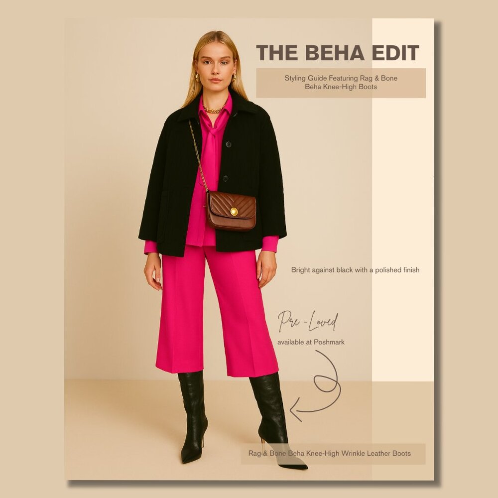 Rag & Bone Beha Knee‑High Wrinkle Leather Boots Size 37.5 / US 7.5